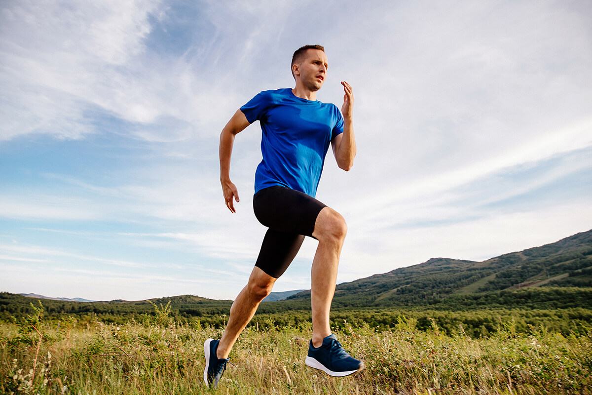 Sporty man runner running